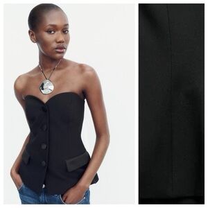 ZARA Black Tuxedo Strapless Sweetheart Neck Vest Top Medium & Large NWOT